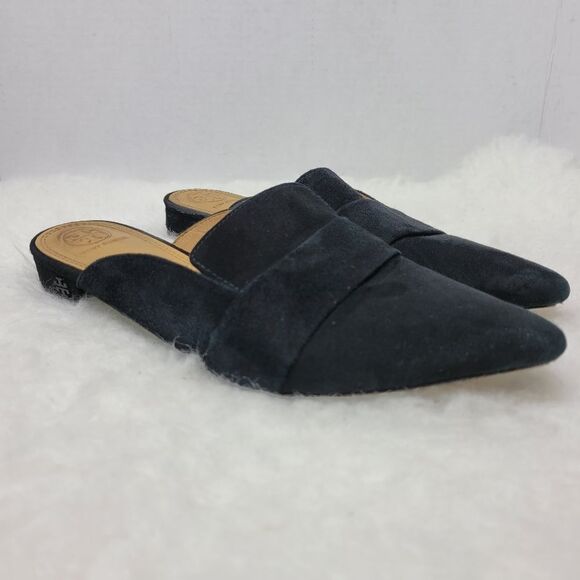 Tory Burch Women's Black Rosalind Pointed-toe Suede Mules Size 7 M - Picture 1 of 10